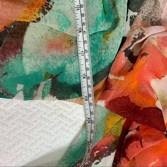 CALVIN Klein Multi Colour Round Neck Peasant Top Blouse Size XS - Picture 10 of 10